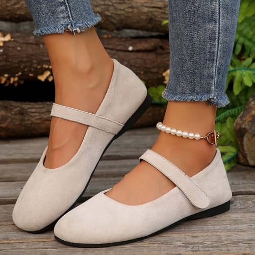 Womens Ballet Mary Jane Flats Wide Toe Box Comfortable Round Toe Slip On Dress Shoes Ballet Loafers Women's Walking Driving Ballerina Work Office Low Top Non-Slip Dance Flat Shoes2