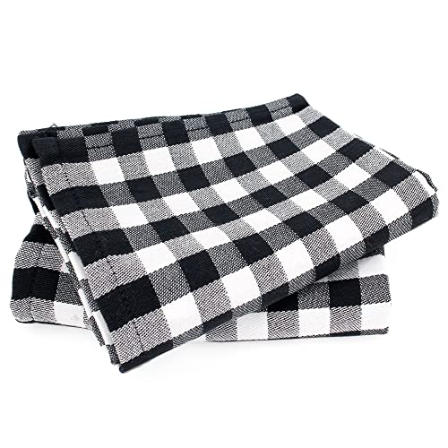 Lot de 2 torchons de cuisine toile 50x70 cm SQUARES VICHY noir