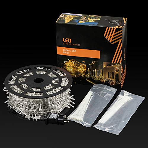 Avoalre 100 m lichtsnoer met 1000 leds, kerstverlichting, IP44 waterdicht, outdoor lichtketting, 8 modi met geheugenfunctie, warm wit, lichtsnoer voor Kerstmis, tuin, feest, verjaardag, bruiloft - Image 8