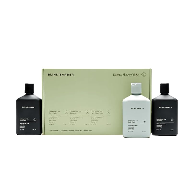Blind Barber Conjunto de Presentes Shower Essentials com Sabonete Líquido, Shampoo e Condicionador Lemongrass Tea, 3 unidades