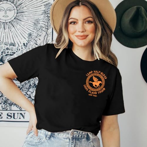 Women Camp Half Blood Shirts Greek Graphic Shirt Percy T-Shirt Vintage Book Lovers Gift Tee Tops4