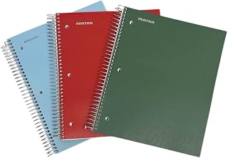 Mintra Office Durable Spiral Notebooks, 5 Subject 3pk (Arctic Ice/Chili Oil/Green Olive College Ruled)