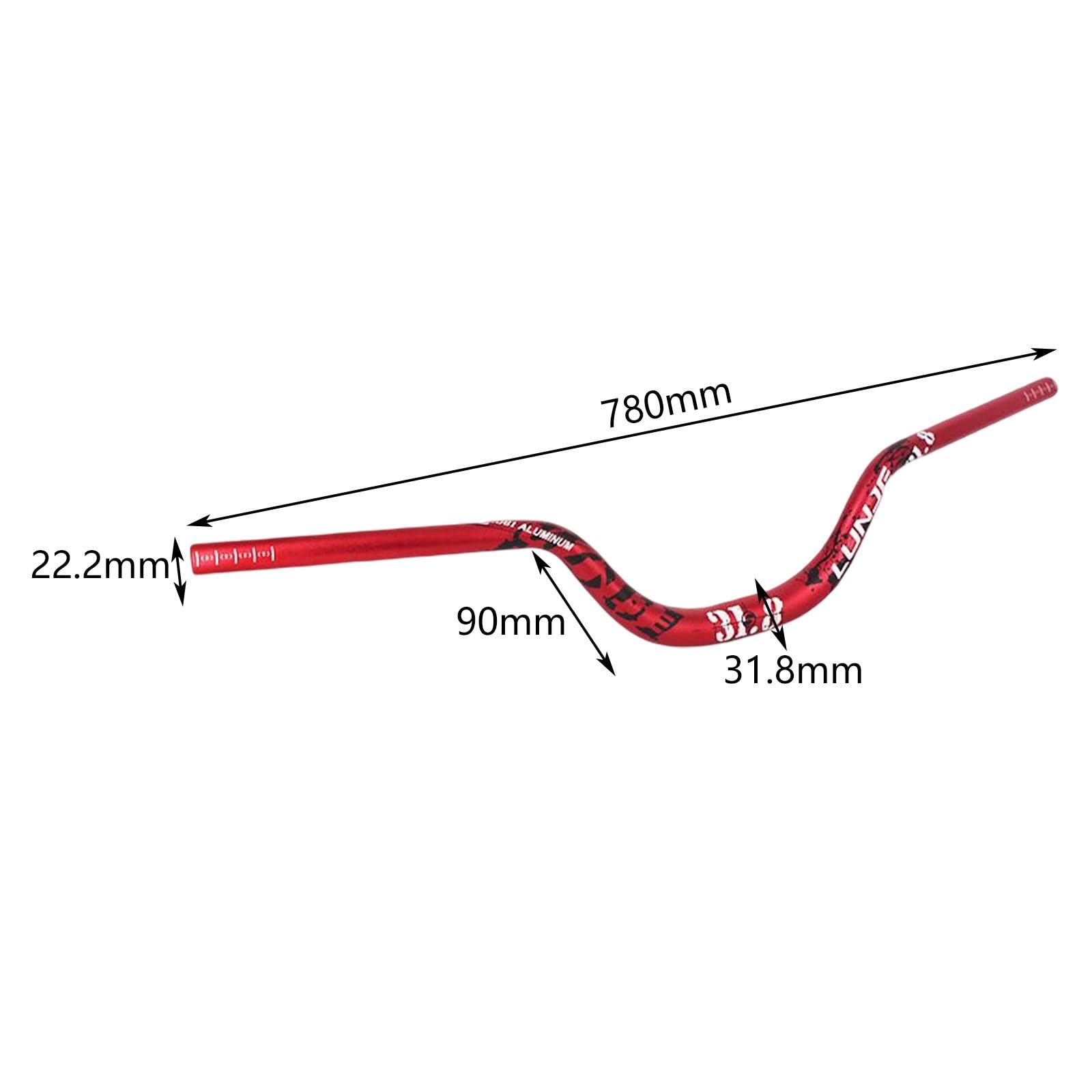 Manillar de Bicicleta de Montaña Barra para Bicicletas Híbridas Barra de Riser 90mm Componentes Ligeros de Extensión Material de Aluminio Adecuado Par, Rojo 780mm