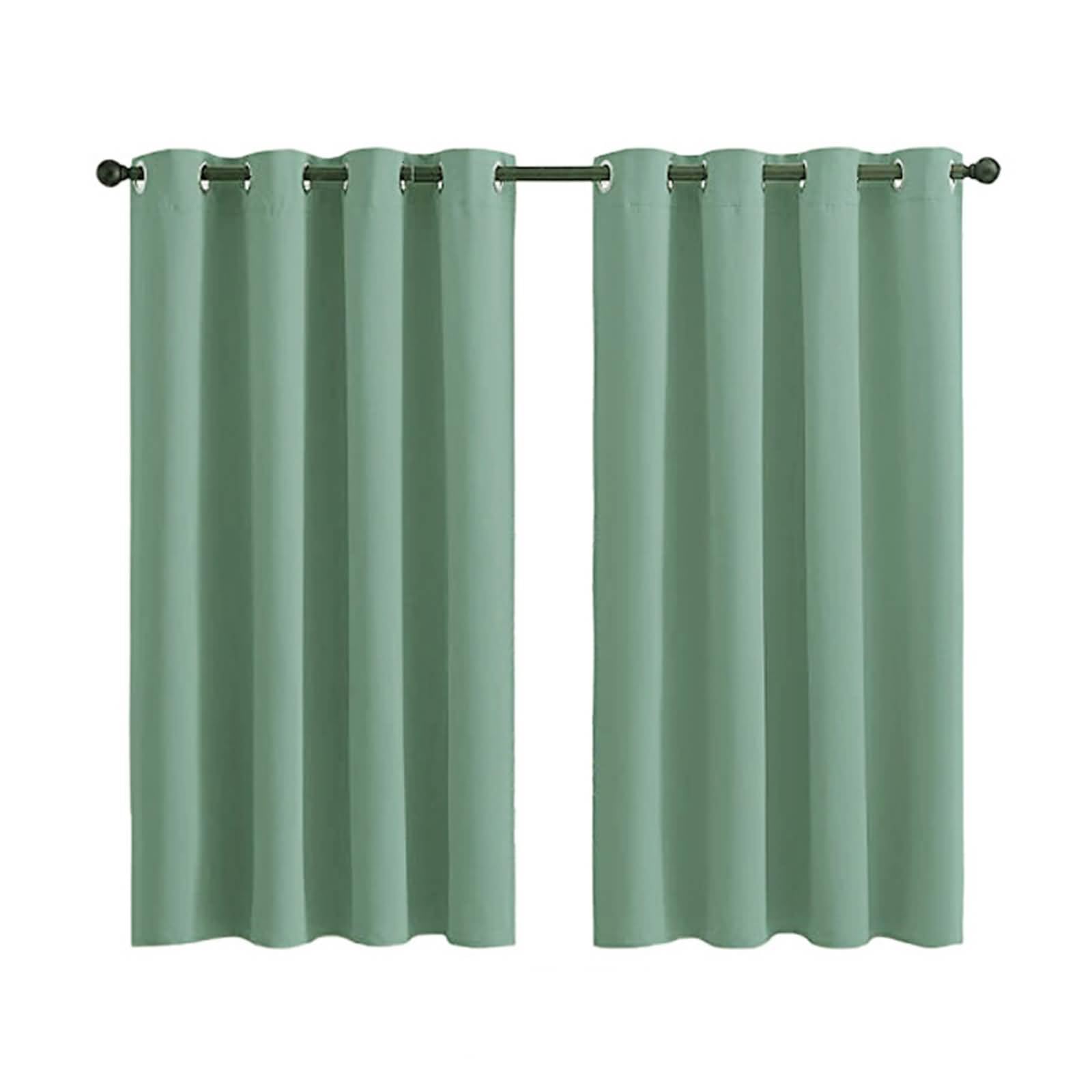 Rideaux occultants thermiques en polyester vert à oeillets pour fenêtre