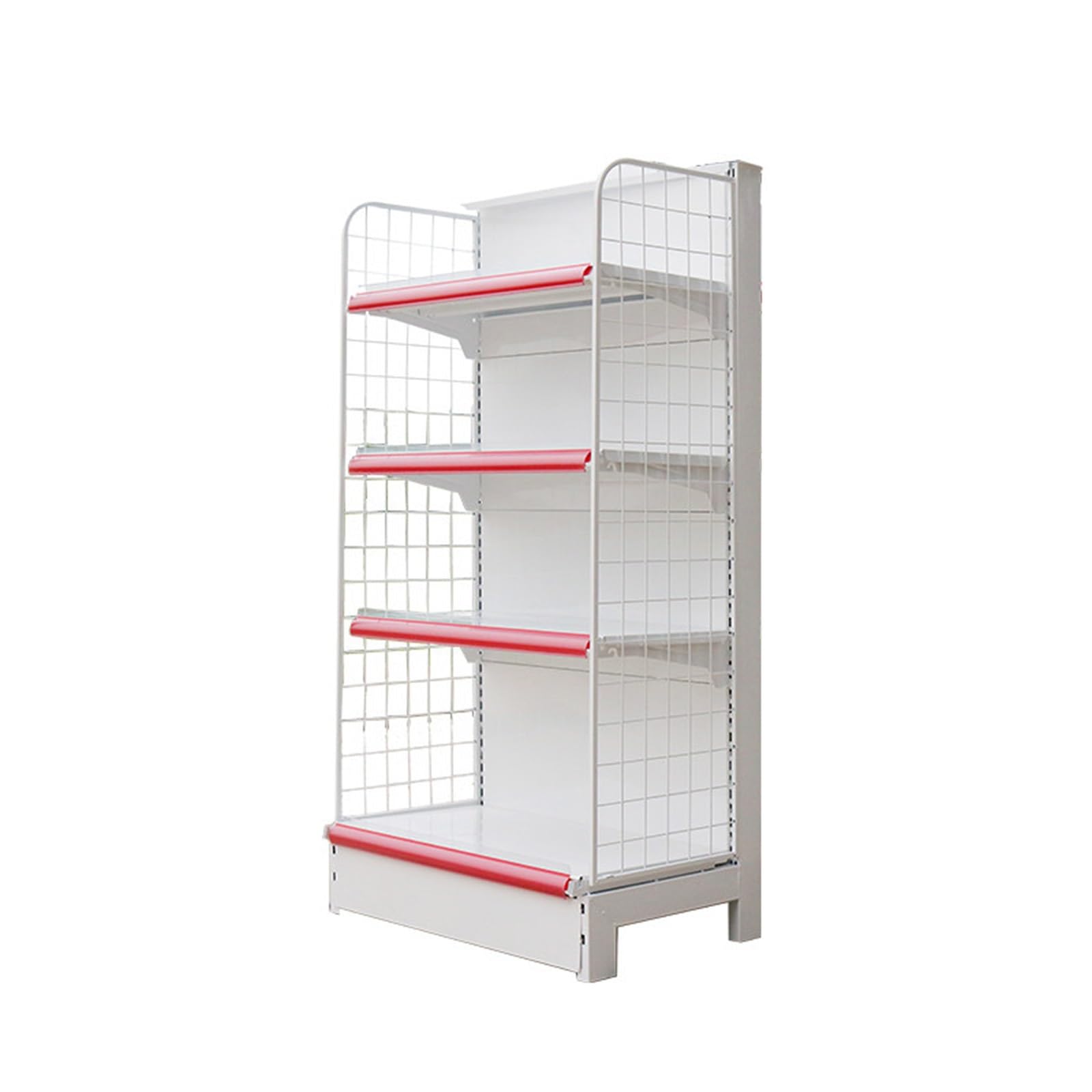 Gondelregal doppelseitig 4 Ebenen mit Kopfregal, Metallregal Supermarkt, Verstellbares Verkaufsregal stabil, Gondola Regal Einzelhandel(B-73 * 165cm/28.7 * 64.9in)