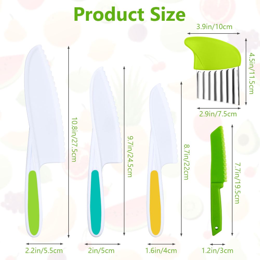HOTUT Juego de Cuchillos de Cocina de Plástico 5pcs para Niños Cortar Frutas Verduras