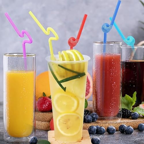 100 Pitillos de Plástico Flexibles de 32.5 cm Colores Vivos miniatura 6