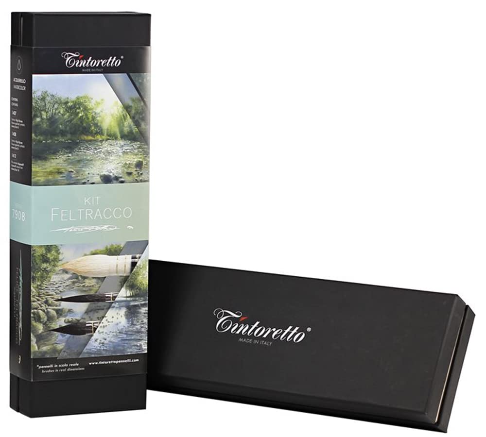 TINTORETTO SET LINEA FELTRACCO, SET 3 PENNELLI SINTETICI VAJO KAZAN PER ACQUARELLO ALTA TENUTA