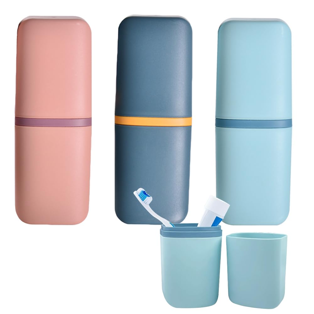 Portaspazzolino Da Viaggio 5 In 1 Rosa - Con Tazze, Dispenser Sapone, Specchio E Pettine - Foto 4