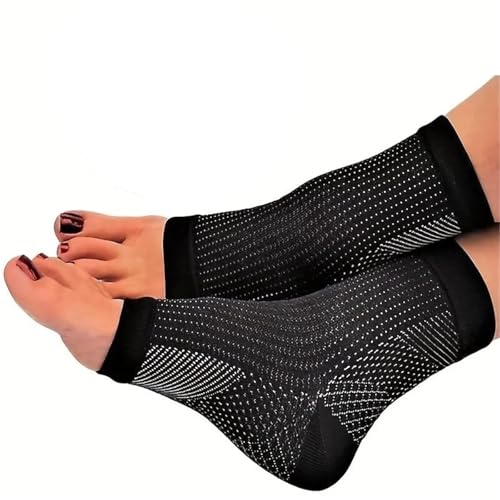 TXLEAPEY 2 pares de calcetines de compresión for soporte de tobillo, diseño de punta abierta for aliviar el dolor de fascitis plantar(M l 46-48)