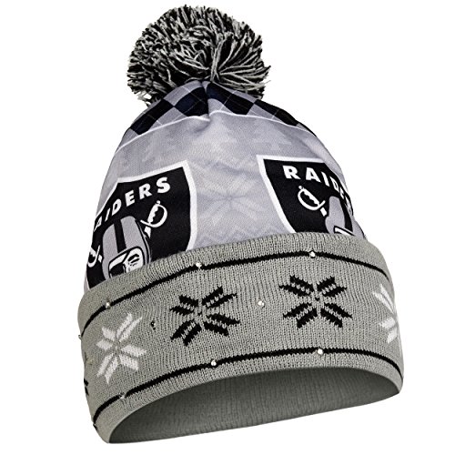 Oakland Raiders Exclusive Busy Block Printed Light Up Beanie