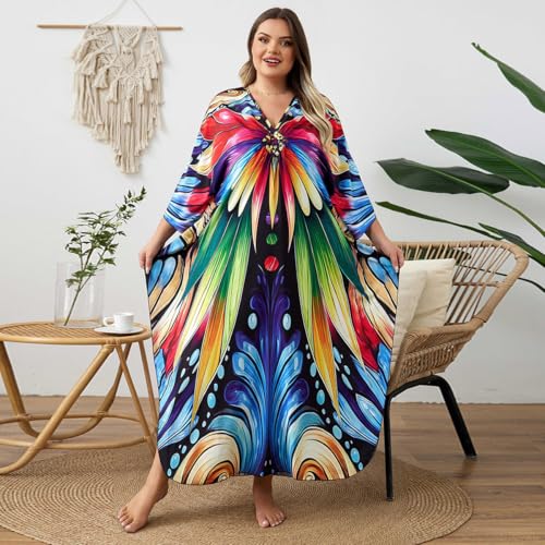Image of Kaftan Dress for Women - Plus Size Caftan Maxi Beach Dress Moo Moos Loungewear, Swimsuit Cover Up for Beach, Pool or Vacation