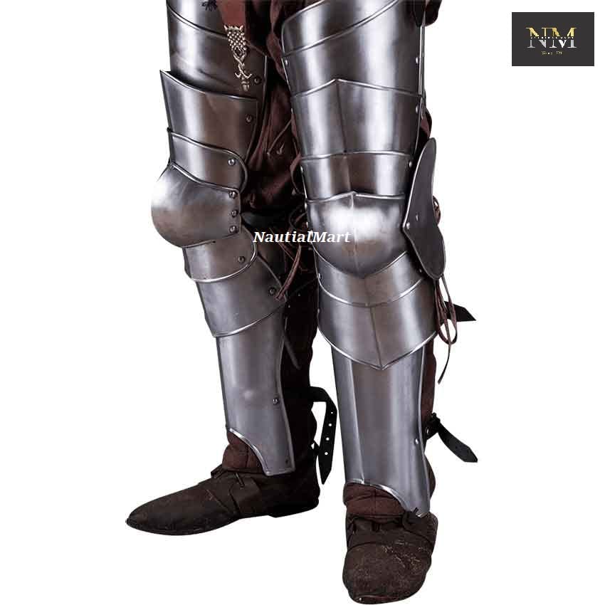 Steel Markward Armour Set Breastplate Cuirass Arm/Leg Guard Gorget/Shoulder Armor Medieval LARP Crusaders Armor Costume (Full Leg Armor)