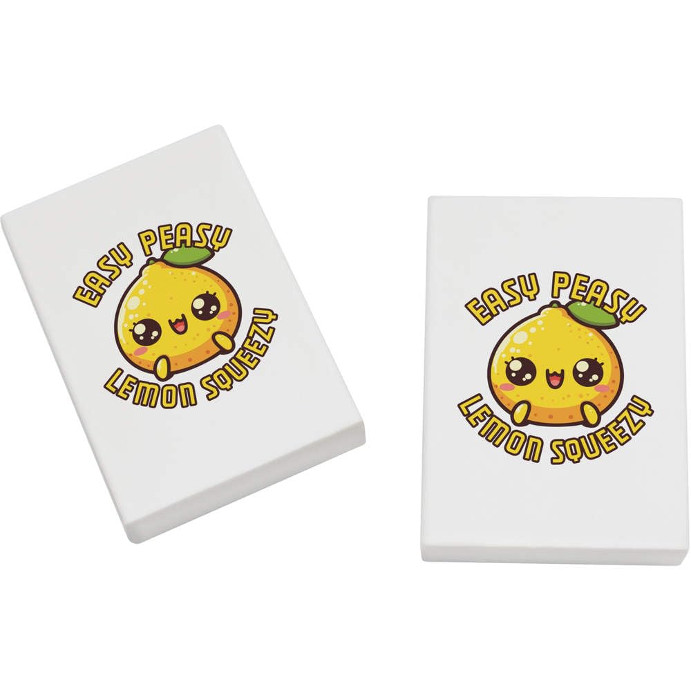 Azeeda 2 x 45mm 'Cute Easy Peasy Lemon Squeezy' Erasers/Rubbers (ER00046091)