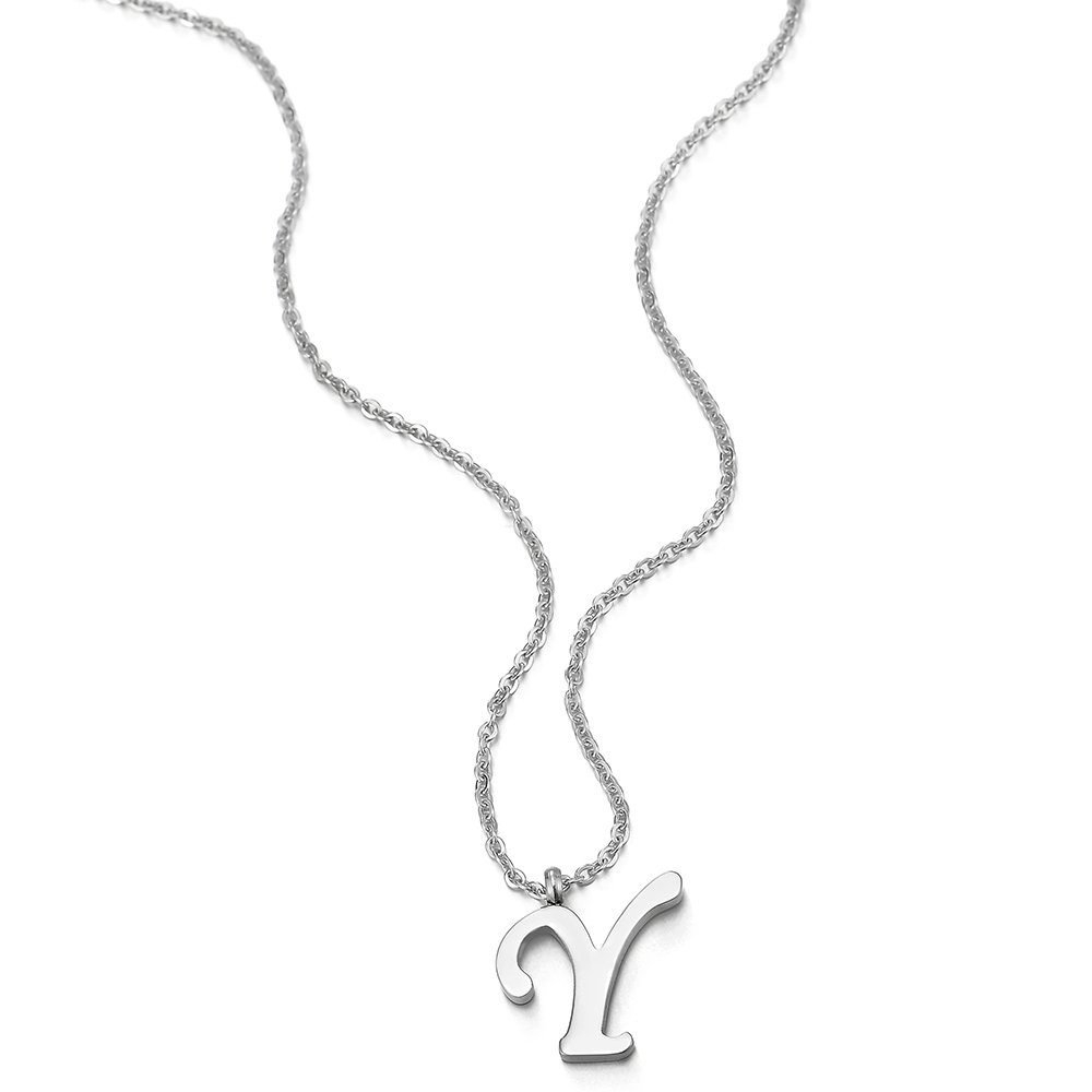 Nombre Inicial Letra del Alfabeto A Colgante, Collar de Mujer Hombre, Acero Inoxidable,50cm Cadena Cuerda — view 2