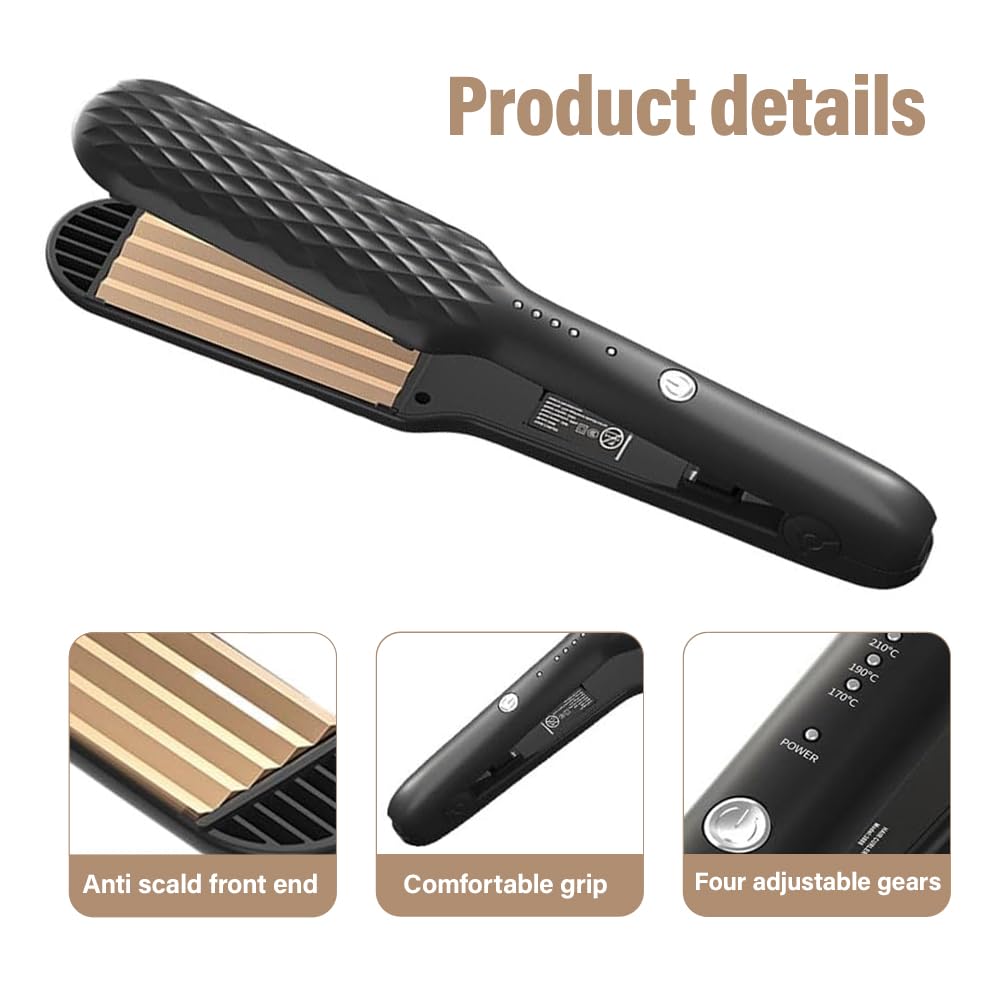 Piastra onde per capelli, ceramica piastra frisè per capelli con 4 temperatura regolabili, Strumento per lo styling dei ricci voluminosi, Piastra per onde per tutti i tipi di capelli