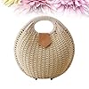 FENICAL Rattan Handbag Fashionable Straw Shell Shape Storage Handbag for Female Woman Lady (Beige)