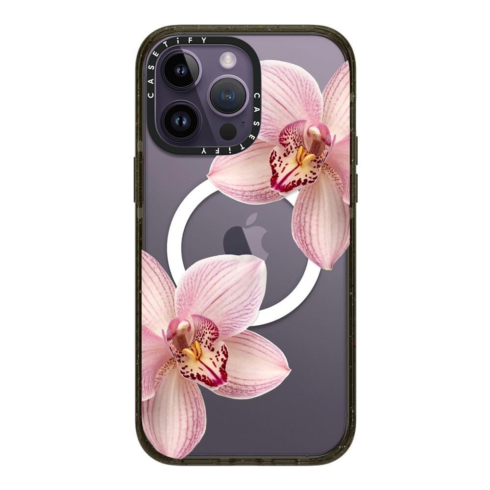 CASETiFY Impact Magsafe - Custodia protettiva per iPhone 14 Pro Max [4 x test di caduta militare / 2,5 m protezione anticaduta] - Orchidia - Nero trasparente