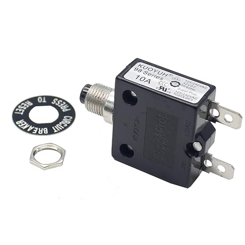 Miniatura 8 de Disyuntor térmico genuino 3A 125/250VCA 32VDC serie 98 pulsador para restablecer interruptor de sobrecarga térmica con terminales de conexión rápida