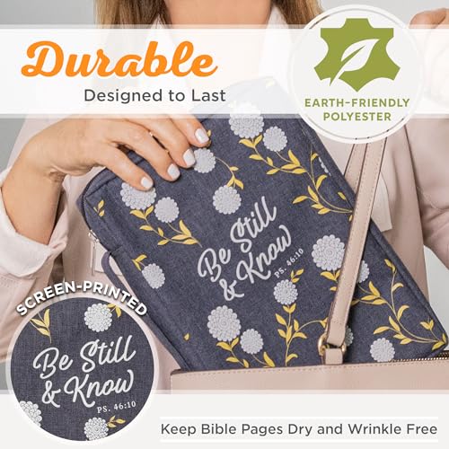 Image of Be Still and Know Navy Poly-Canvas Bible Cover - Large