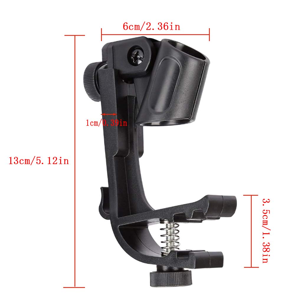 Black Clip On Drum For Rim Shockproof Mount Adjustable Microphone Mic Clamp Stand Holder Bracket Accesso