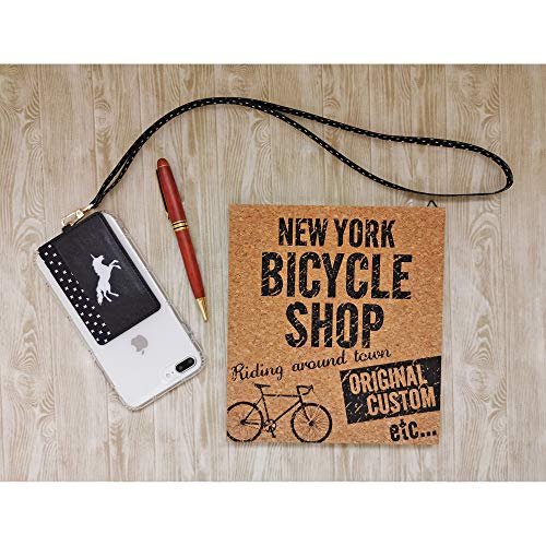 Image of Tainada Stick On Wallet with Detachable Neck Lanyard, Adhesive ID Credit Card Cash Holder with Faux Leather Animal Silhouette Compatible with Most Cell Phones + One Cord Wrapper (Black Unicorn)