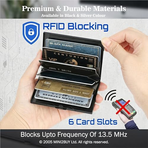 Image of Mini2buy Personalized Name Engraved Wallet RFID Protected Store up 10-12 Credit /Debit 15-20 Business Visiting Cards 9.5 x 6.6 x 1.9 cm Perfect for Employee Design Suitable for Unisex (Customozed)