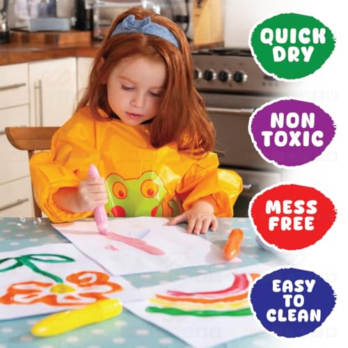 Image of Wembley Squeeze Brush Paint Set for Kids | 9 Assorted Colors | Washable, Non-Toxic Painting Kit for Kids | Quick Dry Solid and Water Color Brush Set for Kids | Art & Craft Set for Boys & Girls
