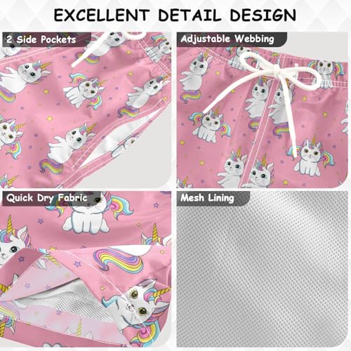 Boys Swim Trunks Cute Unicorn Cats Rainbow Pink Swim Shorts Boys Bathing Suit Swimsuit Boy Swimwear 2T 202c16273