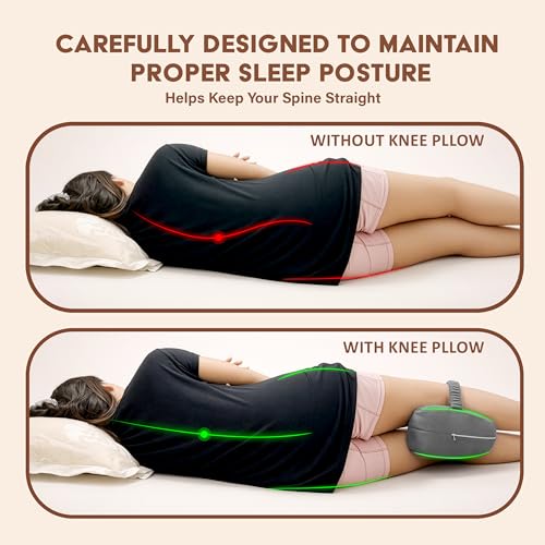 Image of Orthopedic Knee Pillow for Side Sleeping Grey - (2 Year Warranty) Adjustable Strap, Memory Foam Washable Zip Cover, Sciatica Pain, Back & Knee Support, Knock Knee Pillow Support