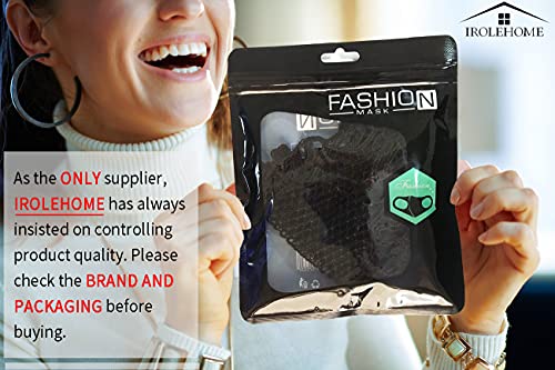 Irolehome Black Lace-Masquerade-Mask For Women - Fashion Face Scarf Mouth Fabric Reusable Washable Cloth, 2 Pack (Black-2 Pack) #TOP2