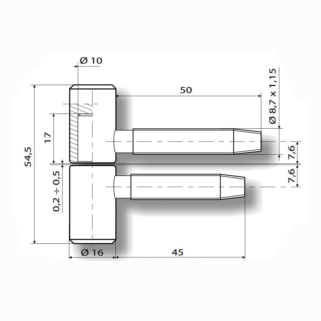 Door Hinge 2-Piece Drilling Tape Diameter 16 mm - Renovation Tape for Rebated Wooden Doors, Matte Nickel Plated Metal, Load Capacity 40 kg, Pack of 2 - Hinge for Interior Doors & Wooden Frames (2 - Image 2