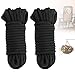 GOLRISEN Cuerda de Algodón Gruesa 8 mm x 20 m, 2 Rollos de Cuerda de Algodón Suave Multiusos para Toldo, Tumbona Plegable, Tendedero, Bolsa, Manualidad, Decoración, Jardinería o Deporte(Negro)