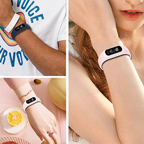 Image of Soft Silicone Bands Compatible with Garmin Vivosmart 5 Straps Replacement Wristbands with Secure Metal Watch Clasp Buckle Bracelet Band Case Cover for Women Men, 3 Pack