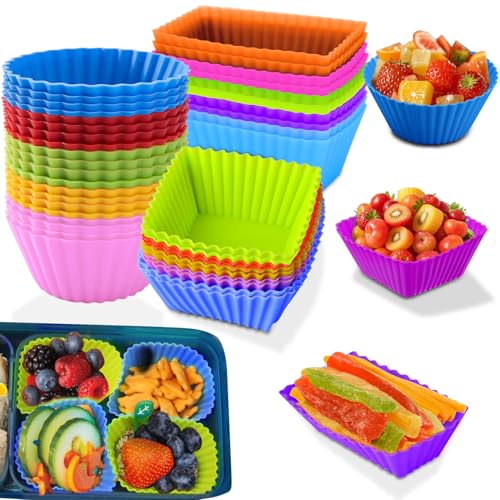 BSRESIN Silicone Lunch Box Dividers, 40 Pcs Bento Bundle Lunch Box Dividers Lunch Accessories