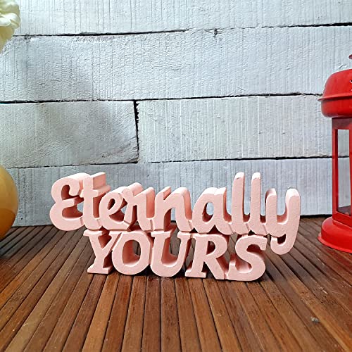 Image of NUKKAD TALES Eternally Yours Pink Showpiece Home Decor Items for Bedroom Living Room Decoration Items for Center Table Book Shelf Gift Items for Couples Gift for Girls (8 X 3.50 inch)