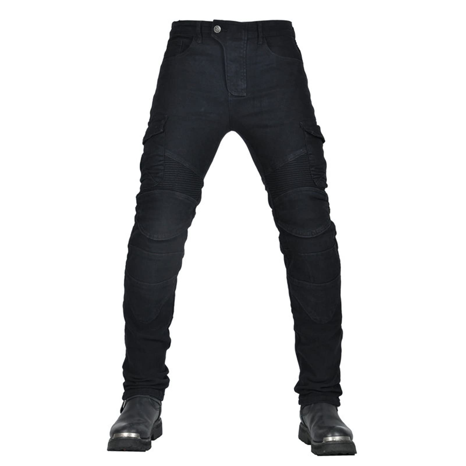 Pantalon de Moto Pantalon de Protection Homme Pantalon/Femme de Moto avec 2 Paires de Protections au Niveau des Hanches et des Genoux Coussinets Amovibles (Noir,XXL)