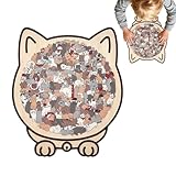 WRQIOO Holzpuzzle Erwachsene, Katzen Puzzle, 135-Teiliges Holzp-uzzle in Katzenform in Morandi-Farben, Holzpuzzle Katze