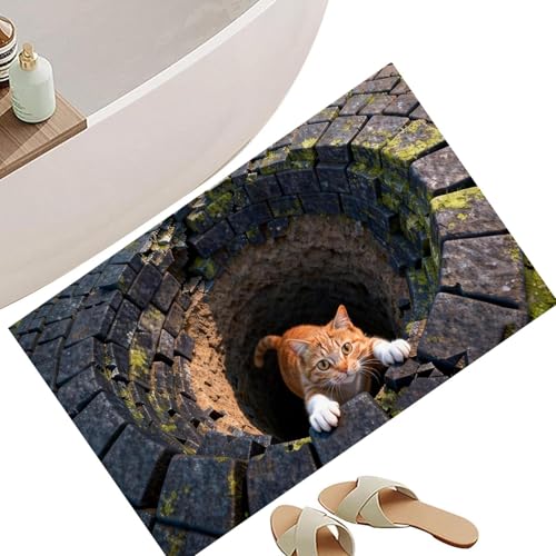 Schmutzfangmatte - 3D | Fußabtreter Design | 3D Illusion Türmatte für Innen & Außen | Rutschfester Teppich mit Optischer Täuschung für Flur & Büro | Waschbare Wohntextilie Schwarz Weiß Einweihungsgesc
