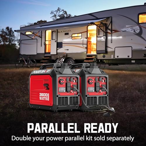 PowerSmart 3600 Watt Gas Powered Portable Inverter Generator, Super Quiet RV Ready 30A Outlet, Parallel Capable, Generators for Home Backup Emergency Use Camping, EPA Compliant - Image 5