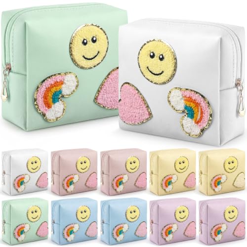 Sanwuta 12 Pcs Christmas Preppy Patch Makeup Bag Set for Women Gifts