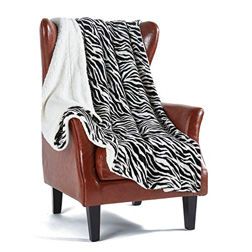 Merrylife TB2-6070-ZEBRA Sherpa Throw Blanket For Couch | Ultra-Plush Decorative Soft Colorful | Plush Travel Chair Blanket Throws cover