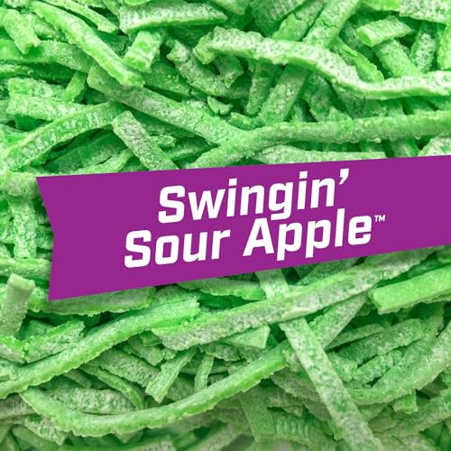 Image of Big League Chew Swingin' Sour Apple Bubble Gum - Tart & Tangy Apple Flavor Burst | Ideal for Baseball Games, Teams, Concessions, Parties, and More | Pack of 12 Bags (2.12oz Each)
