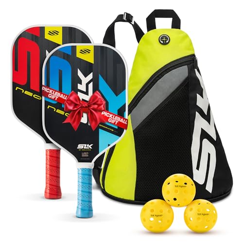 Selkirk Sport SLK Neo Graphite Pickleball Paddles Set of 2 | Designed in The USA | Complete Pickleball Set with 2 Pickle Ball Rackets, 3 Hybrid+ Balls, and SLK Sling Bag | Red & Blue