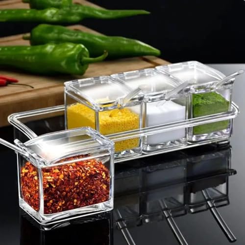 Porta Tempero Condimento E Mantimentos Acrílico Crystal 4 Potes