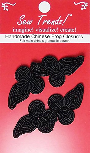 Sew Trendz-Vision Trims Handmade Chinese Frogs Button Closures- Black-Paisley Design - 2 Pair/pk