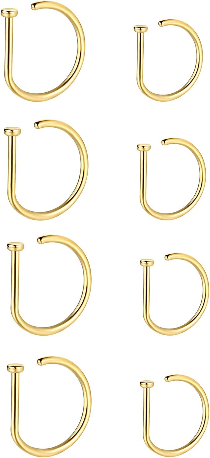 20G Nose Rings Piercing Jewelry Screw Hoops Hypoallergenic for Women Men