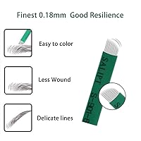 Vista 3 de Agujas de tatuaje de cejas inclinadas S14, agujas de microblading manual de maquillaje permanente, 14 pernos de 0.007 in desechables