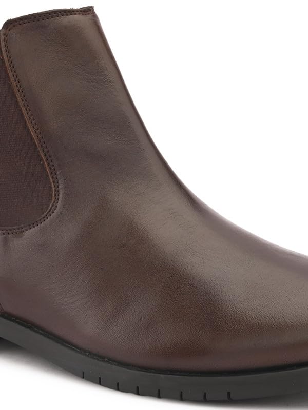 Image of Men's Genuine Leather Chelsea Boots I Premium Comfortable Slip-On Ankle Boots I Cushioned insole I Anti slip sole I Durable Stylish Leather Boots for Office & Daily Use