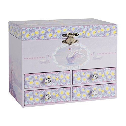 Jewelkeeper - Sterren en Zwanen Grote muzikale Ballerina sieraden opbergdoos met 4 uittrekbare laden, Jewel Box… - Image 3